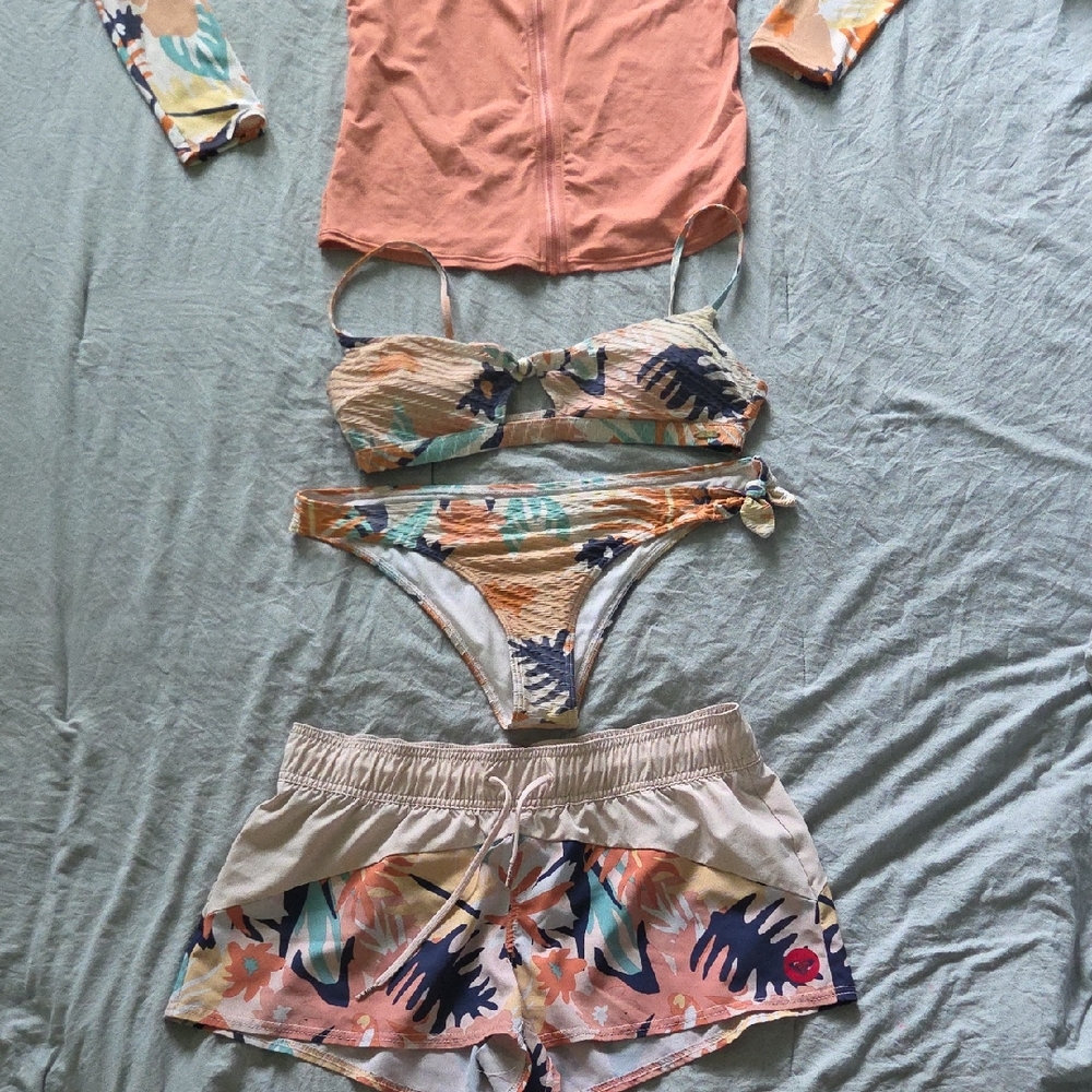 ROXY Floral Bikini Set with Cover-Up